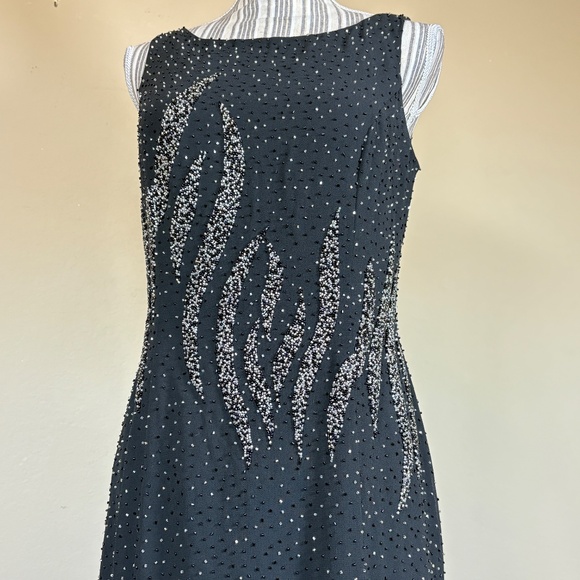 VTG Aspeed Womens Y2K Beaded Maxi Formal Evening Gown Dress Sz M Black Prom Glam - Picture 2 of 16